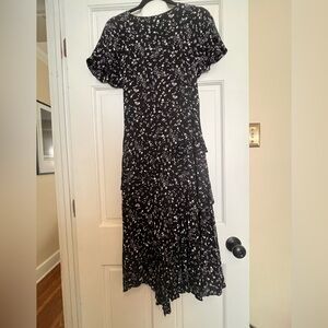 Joie Black and White Floral Tiered Maxi Dress